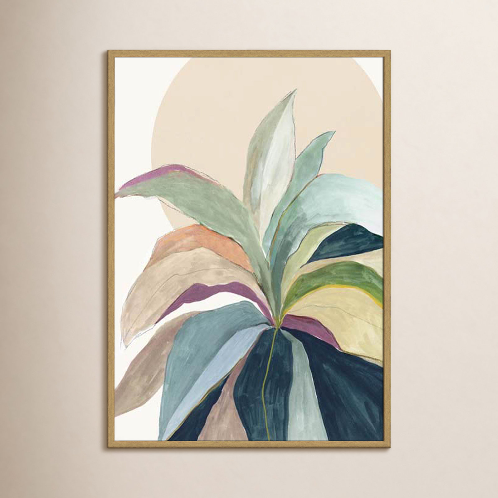 Sunny Bright Leaves II by Asia Jensen, 41.5" H x 29.5" W x 0.75" D, Natural Slim Unmatted Picture Framed