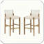 Ensemble de 2 tabourets de bar modernes en bois massif avec coussin en polyester et îlot de cuisine minimaliste et polyvalent