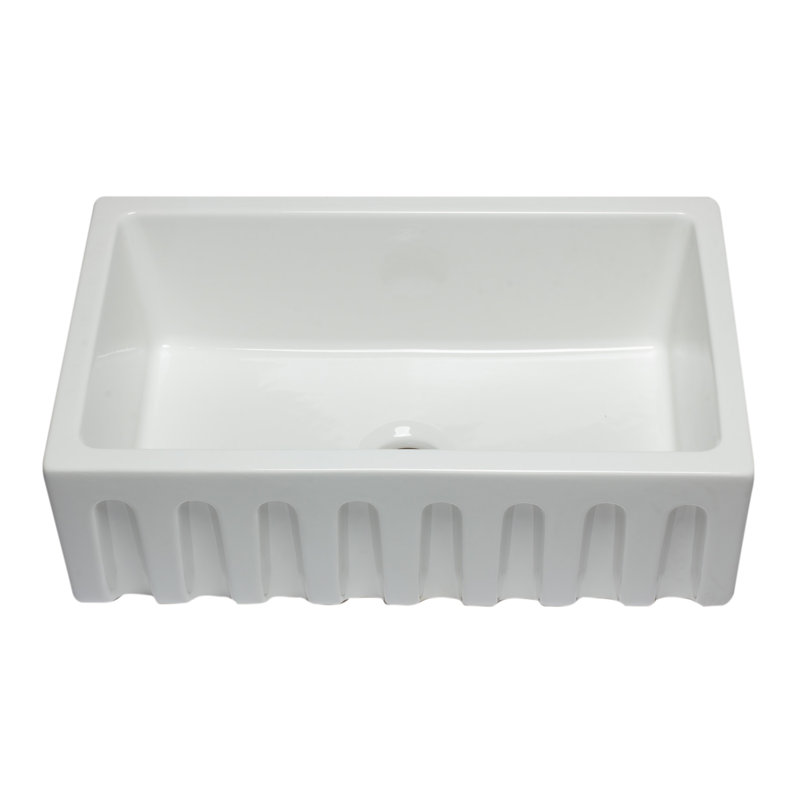 30'' L Single Bowl Fireclay Kitchen Sink, White