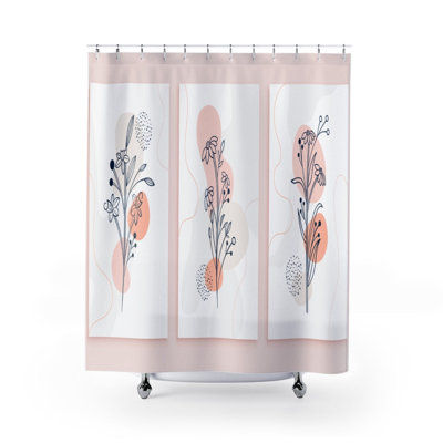 Line Art Flowers Single Shower Curtain 71" X 74"