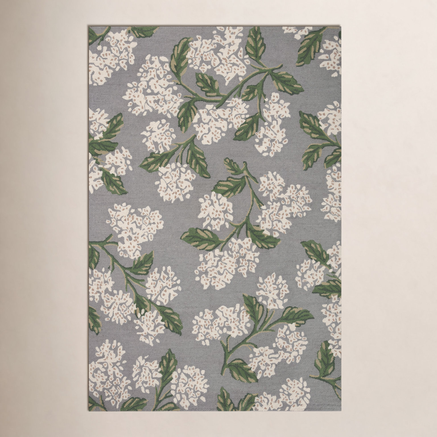 Rifle Paper Co. x Loloi Gray Hand-Woven Floral Rug, Rectangle 3'6" x 5'6"
