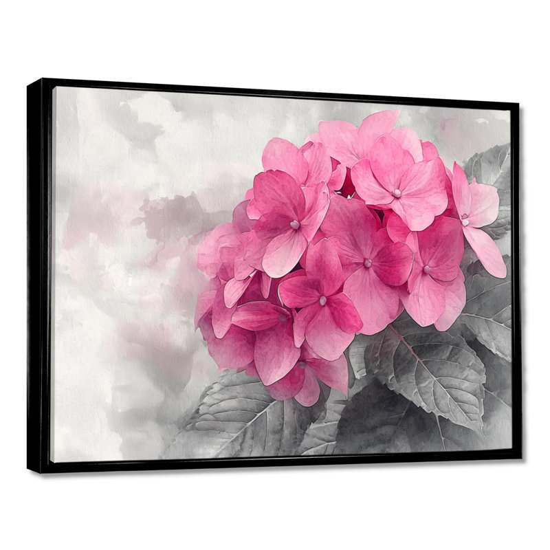 Keziah - Floral Wall Art, Floater Framed Print, 34" H x 44 W, Black