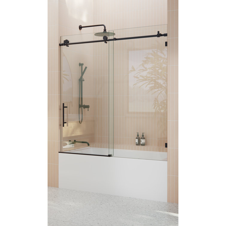 Eclipse 52 - 56 in. x 60 in. Fully Frameless Sliding Bathtub Door