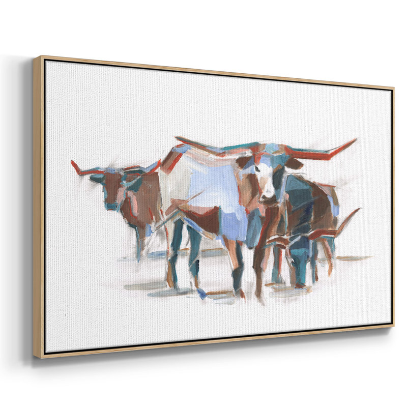 " Modern Longhorns II ", 27" H x 41" W x 2" D, Natural