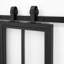 Double System Sliding Door with Black Frame Frosted Glass-133347405-133347408