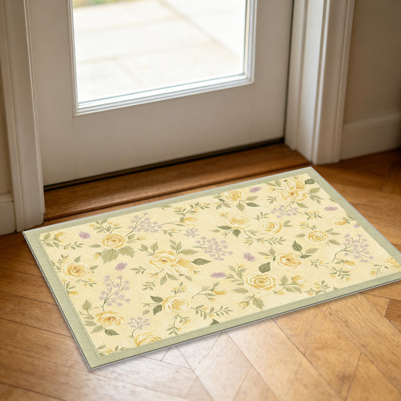 Yellow Rose Floralarea rugs for Living Room, Soft and Comfortable, Suitable for all seasons, easy to maintain, machine washable Indoor floor mat, Under Table Farmhouse suitable for Bedroom, Dining Room, Study, Patio, Balcony, Home Decor
