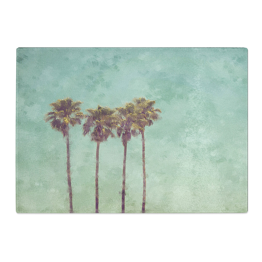 Tempered Glass Summertime Palm Trees Chopping Board