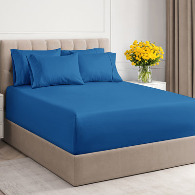 6 Piece Extra Deep Pocket Sheet Set, Cooling & Breathable Bed Sheets, Soft Hotel Luxury Bedding, Fits 18–24 Inch Mattress