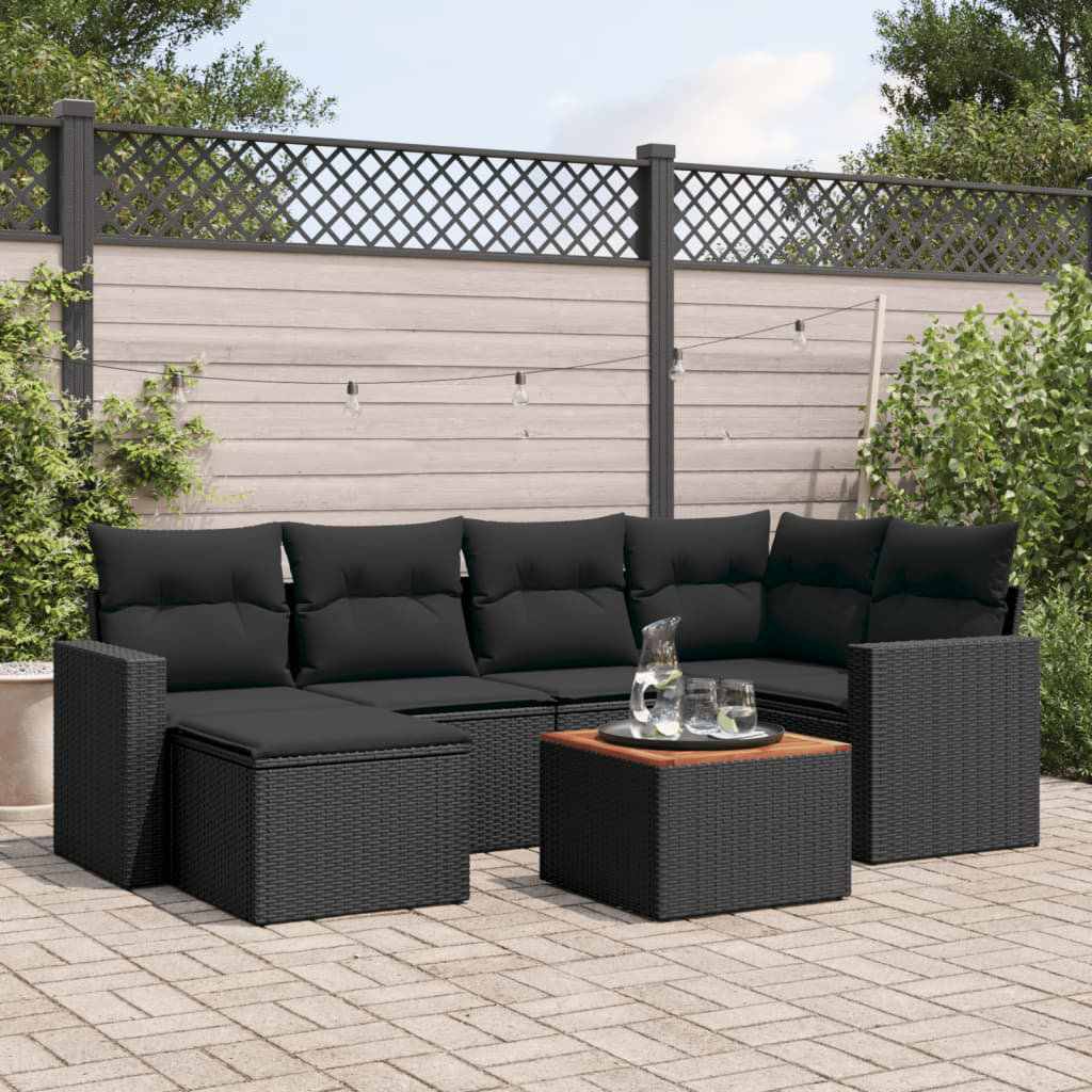 Vidaxl 7-Tlg. Garten-Sofagarnitur Mit Kissen Poly Rattan F2