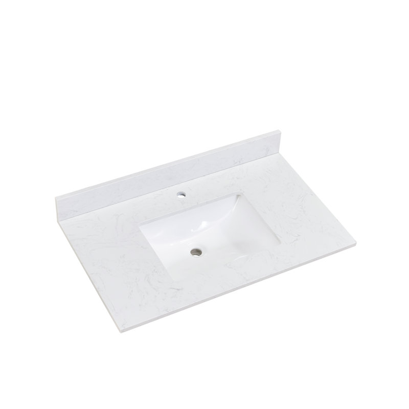 Aosta White Composite Stone 37" Vanity Top with Sink