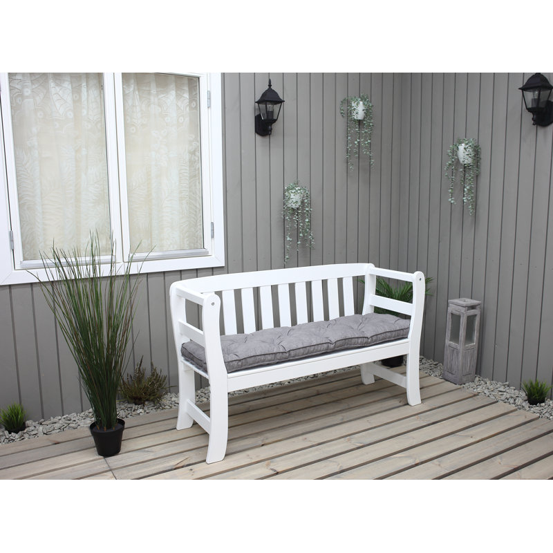 Deale Solid Wood Pine Outdoor Bench, White