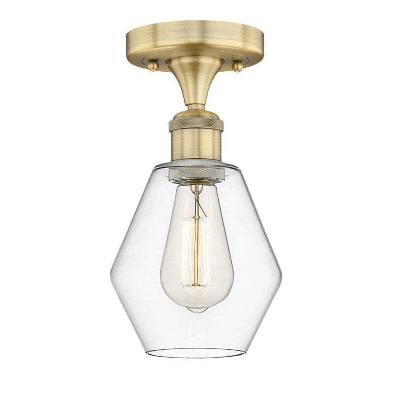 Plafonnier encastré Amylea, Transparent, Laiton brossé, H 9,63 po x l 6 po x P 6 po