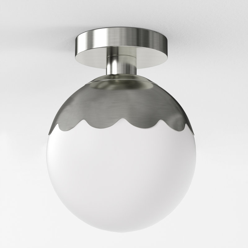 7.87" W 1-Light Globe Semi Flush Mount, Brushed Nickel