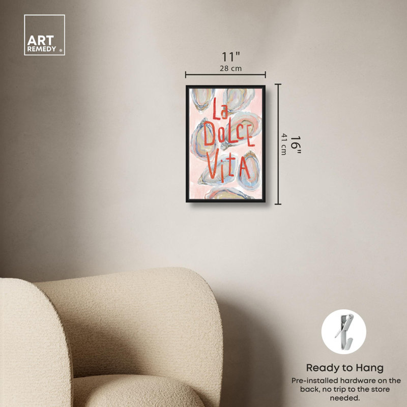 Reproduction côtière tendance sur toile La Dolce par Art Remedy, H 16 po x l 11 po, Cadre flottant noir