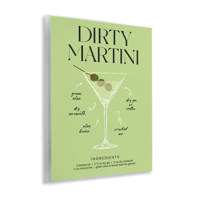 Dirty Martini Green Recipe Wall Plaque, design by Lettered and Lined