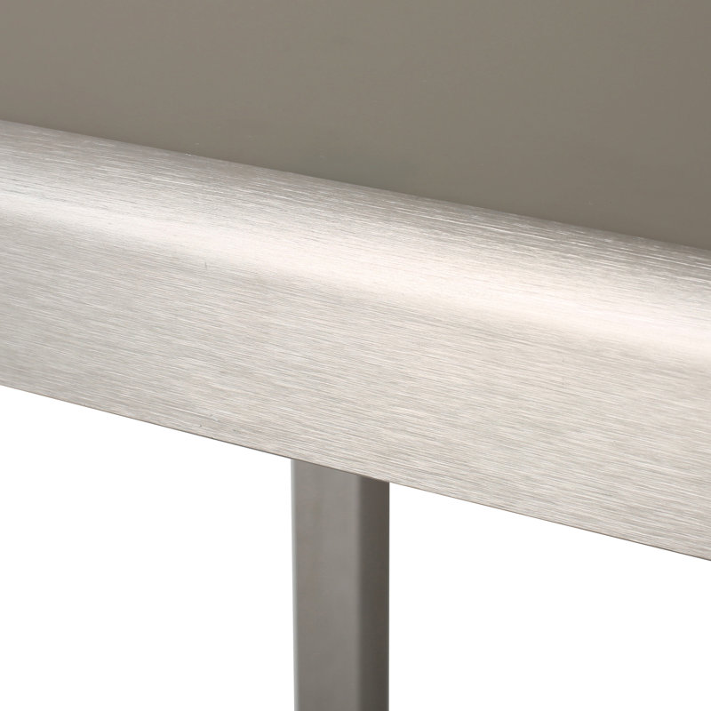 Table de bar d'extérieur grise avec structure en aluminium et plateau en verre