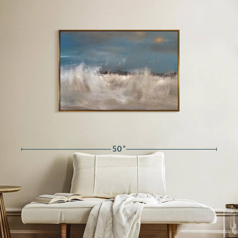 Vagues de la mer sauvage, Cadre flottant doré, 37 po x 25 po