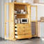 Armoire de rangement autoportante pour garde-manger avec portes en verre et 4 tiroirs intégrés-950813678