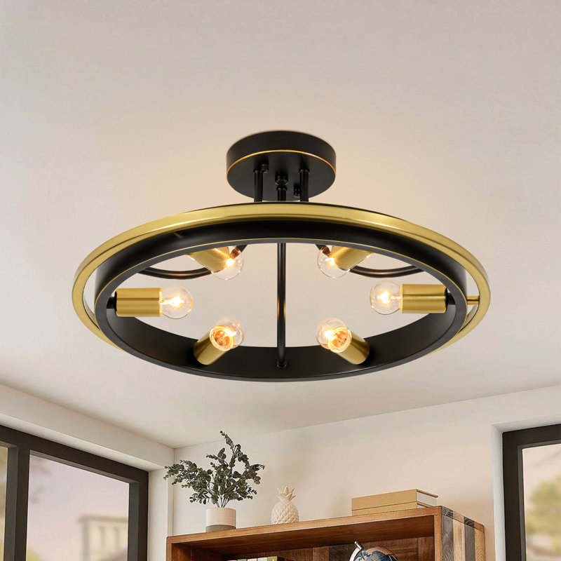 CycleAge 6 - Light Wagon Wheel Flush Mount Ceiling Light
