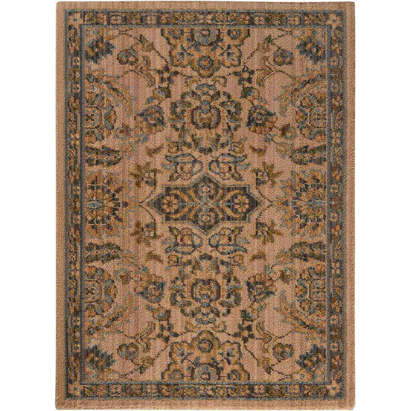 Tapis beige / brun en laine Vogan, Rectangle 2 pi 3 po x 3 pi