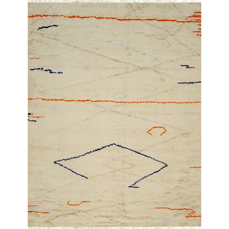 Tapis traditionnel délicat en laine noué à la main beige marocain, Rectangle 9 pi x 12 pi