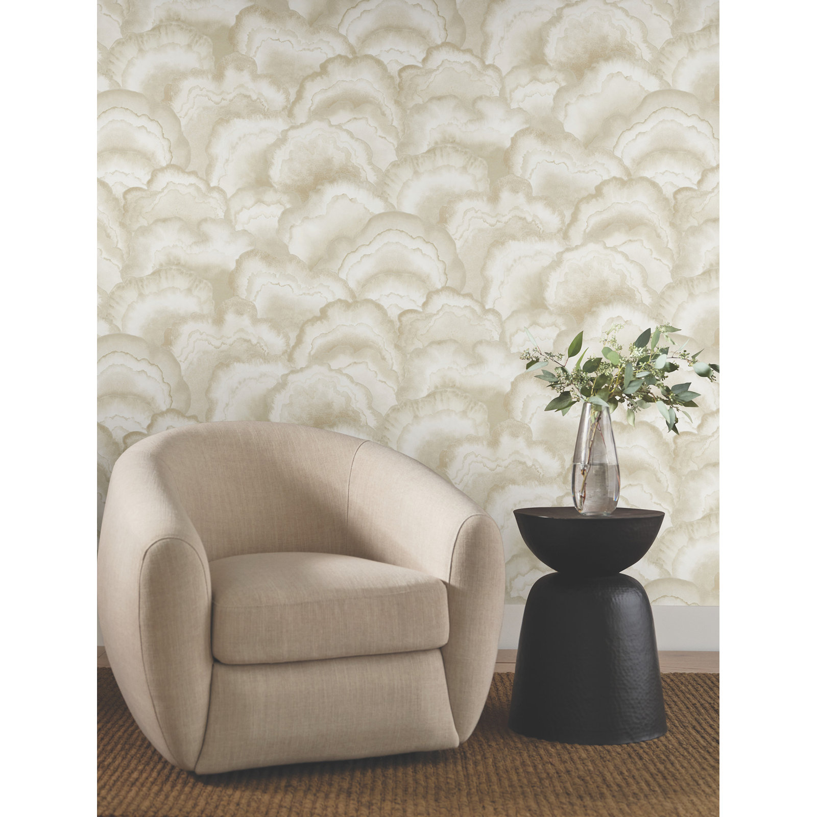 Abalone Lavender Fans Wallpaper, Beige