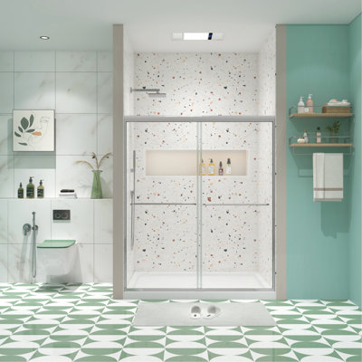 Bypass Shower Door, Sliding Door, With 1/4" Tempered Glass 50-54"X70"