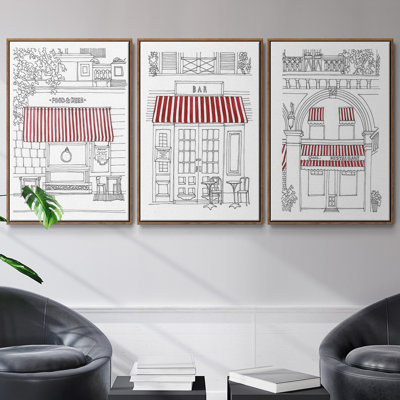 " Ink Botanical Sketch II " 3 - Pieces