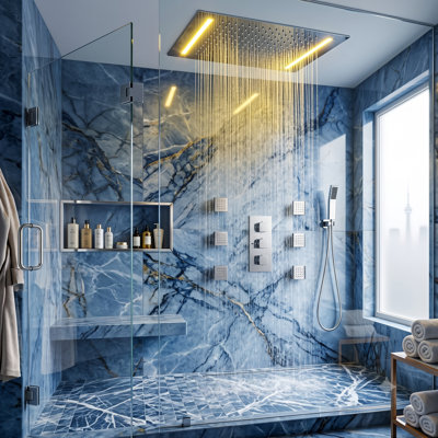Ensemble de système de douche thermostatique à 3 niveaux encastré Chrome Spa