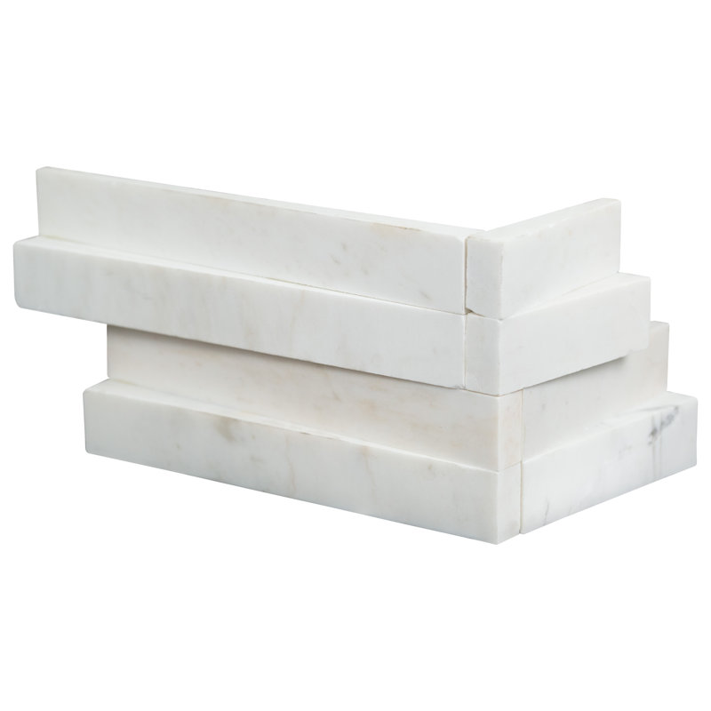 Stonecrest Celestine 6 in. x 18 in. Honed Marble Ledger Corner Wall Tile, Snow