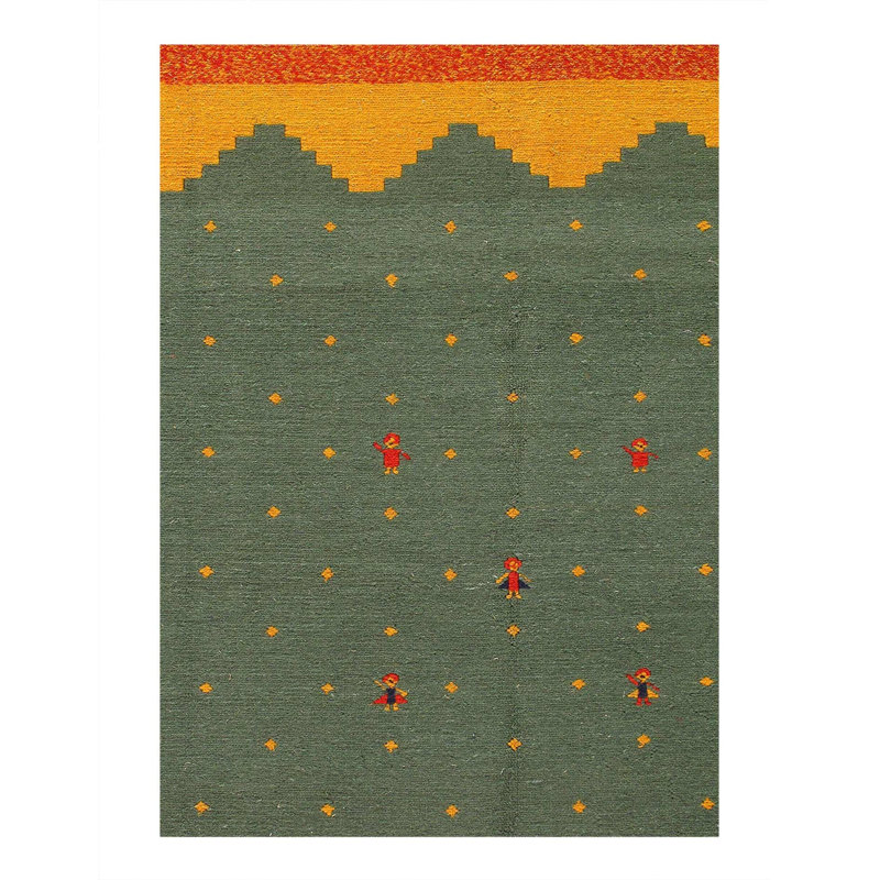 Hand Woven Cotton and Wool Area Rug