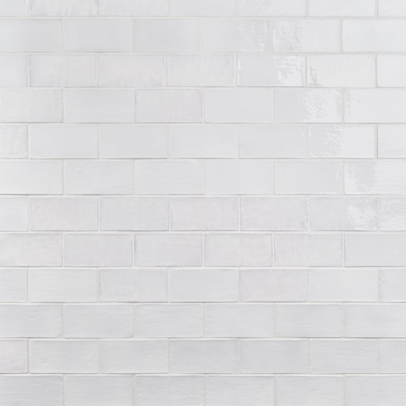 Orion 4" x 8" Ceramic Metal Look Subway Wall & Floor Tile, White
