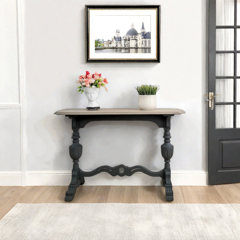 Retro Carved Console Table, 33.46" H x 47.24" W x 17.72" D