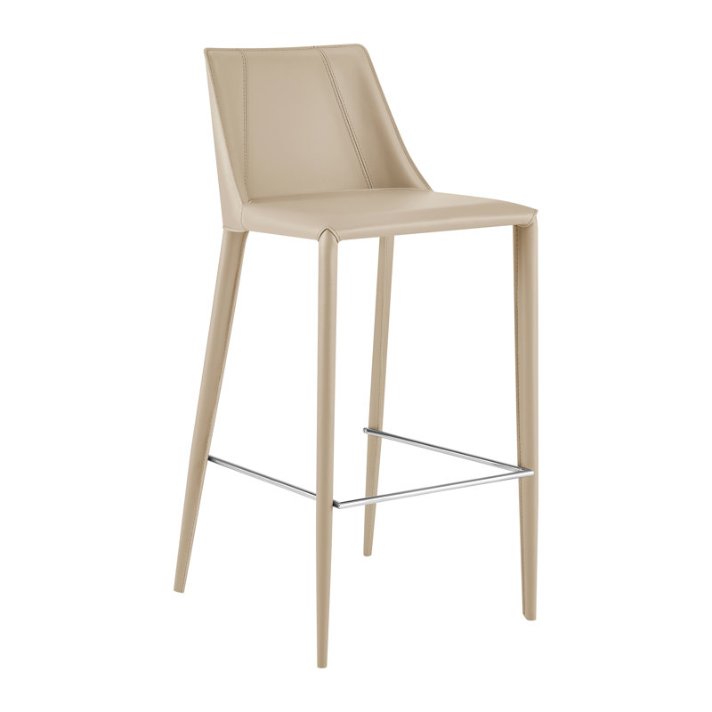 Carramar Upholstered Stool with Metal Frame, Bar Stool (30" Seat Height), Taupe