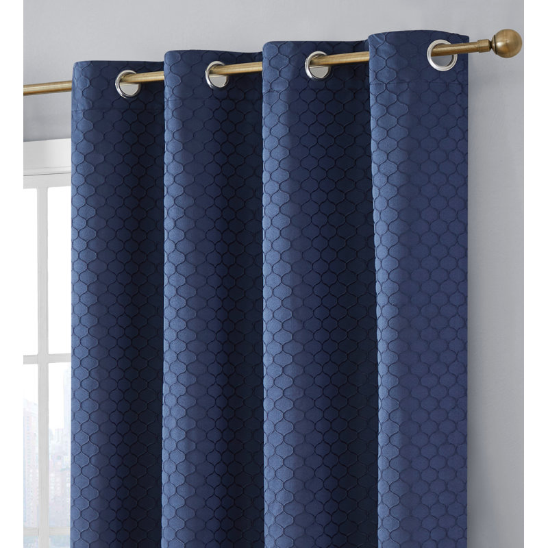 Alacam Blackout Curtain Pair, Navy Blue, 50" W x 84" L
