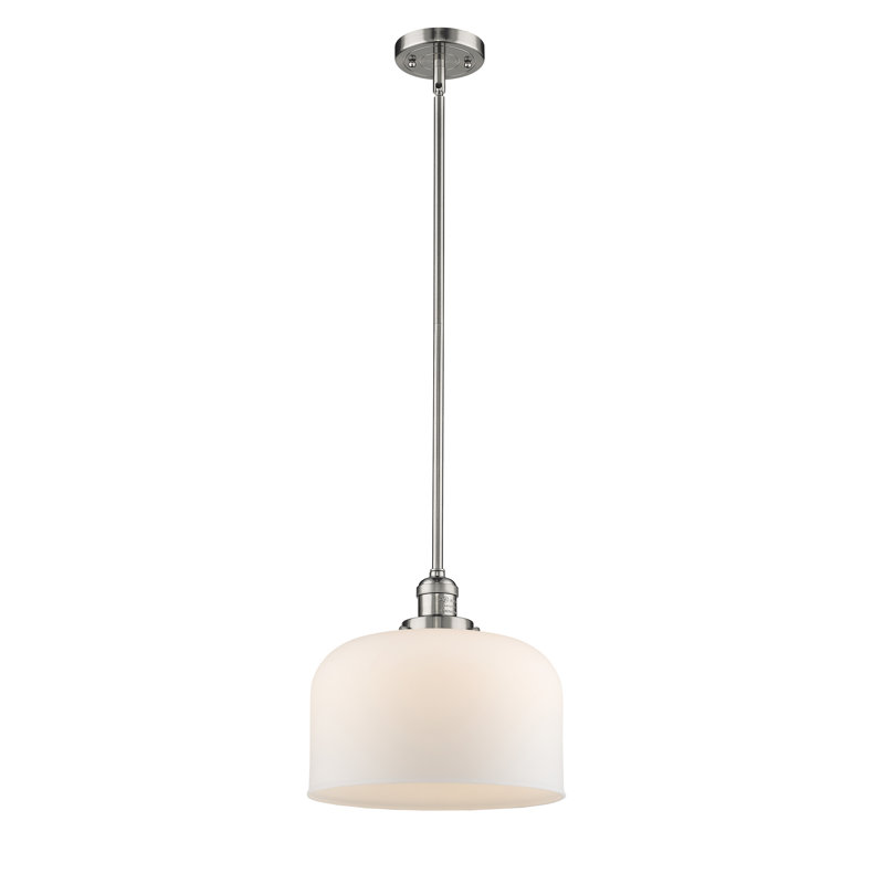 Luminaire suspendu en forme de dôme à 1 lumière Celaya, Boîtier blanc mat, Nickel poli, H 10 po x l 8 po x P 8 po