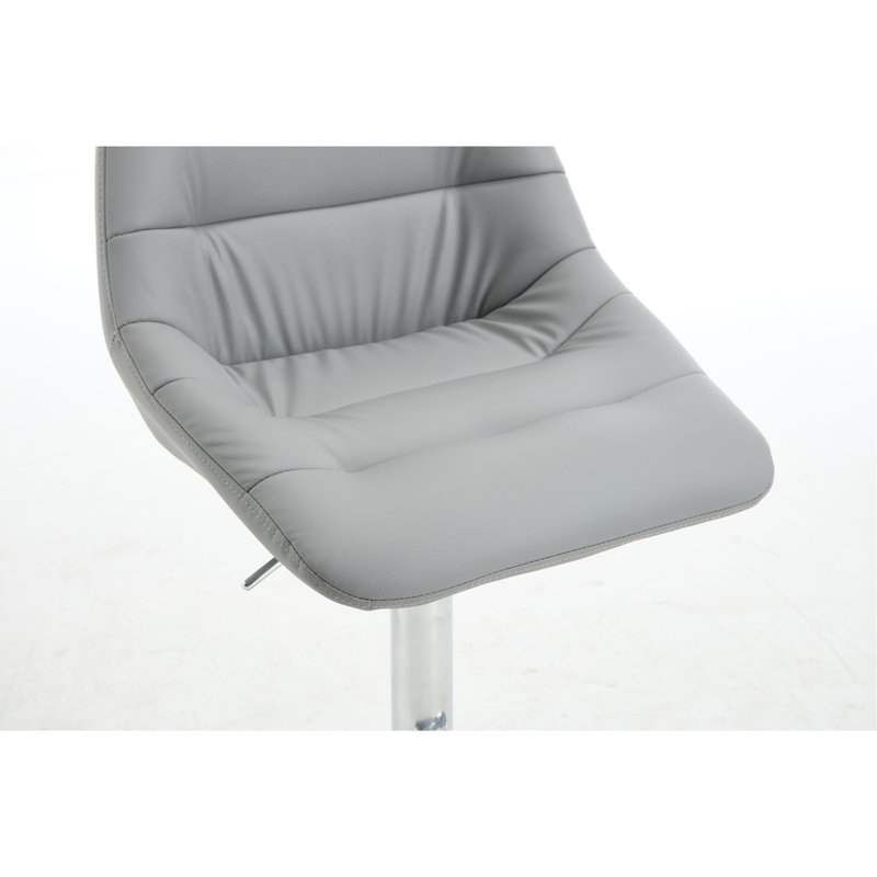 Set Of 2 Bar Stools, With Chrome Footrest And Base Swivel Height Adjustable Mechanical Lifting Velvet + Bar Stool-GREY (Easy To Clean)