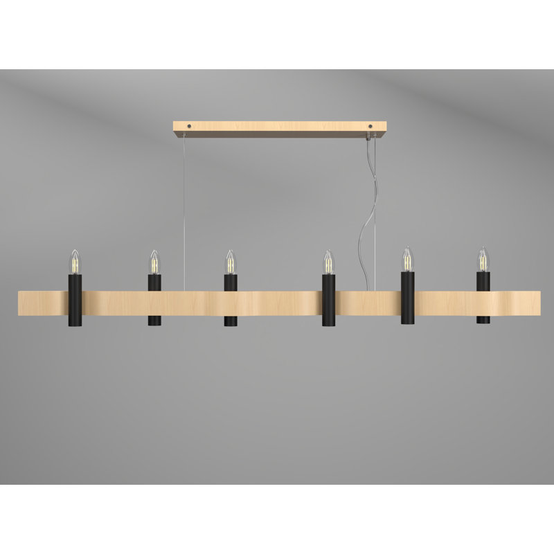 Flow Pendant, 118" H x 59.05" W x 4.13" D, Maple, 6 Lights
