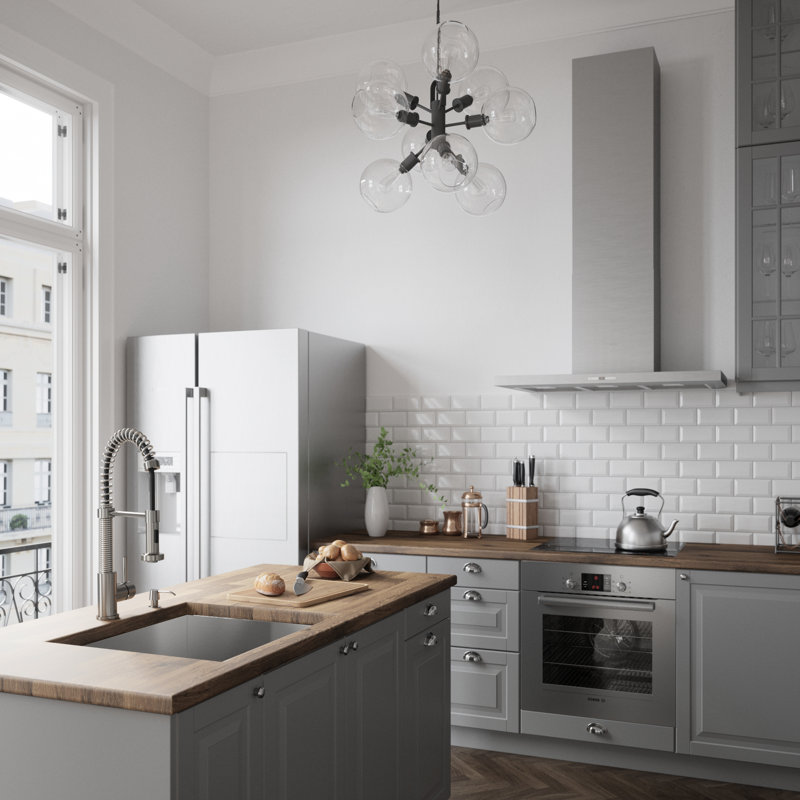 Robinet de cuisine de H 19 po avec pulvérisateur rétractable à deux fonctions Edison, Avec distributeur de savon