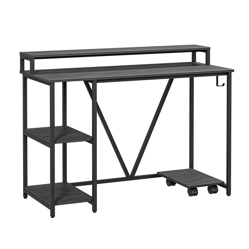 Techni Mobili Industrial Writing Desk, Black/Black