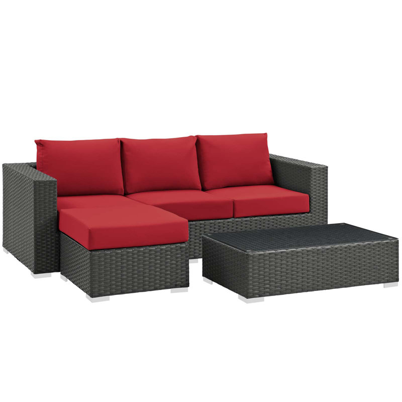Ensemble modulaire d'extérieur Sunway 3 pièces Modway, Rouge
