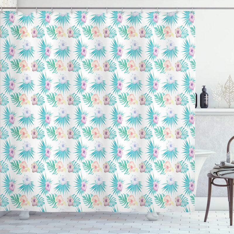 Floral Shower Curtain with Hooks Included, 75" H x 69" W