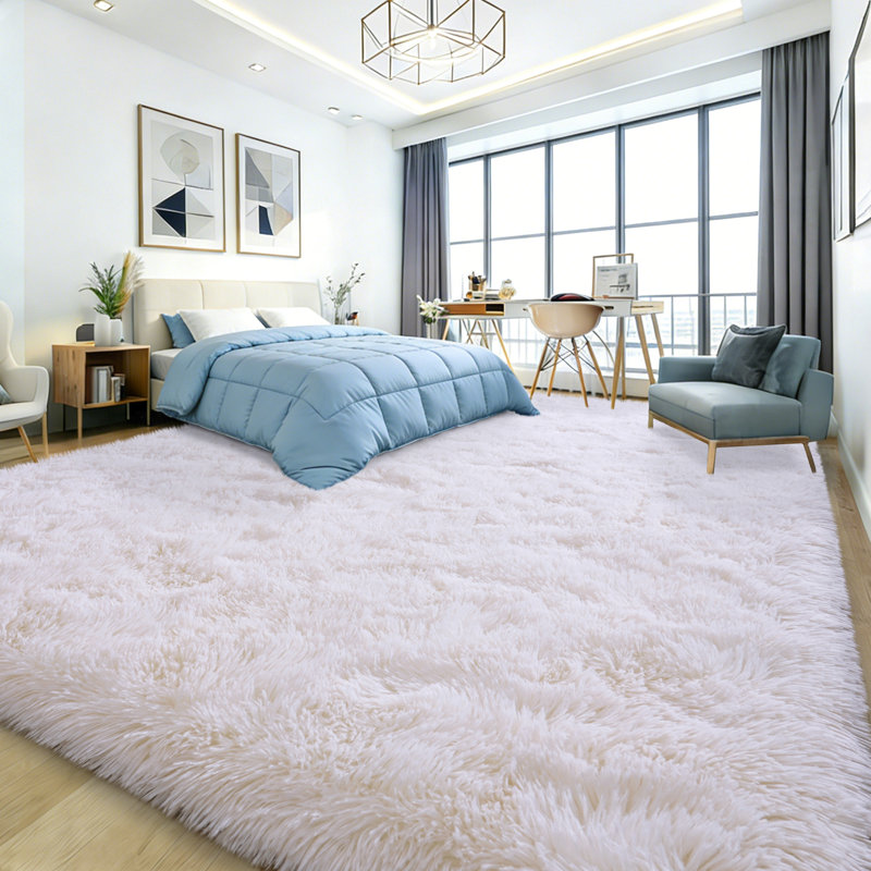 9x12 ft Soft White Shag Rugs for Living Room, Indoor Area Rug for Bedroom Home Decor, Rectangle 9' x 12'