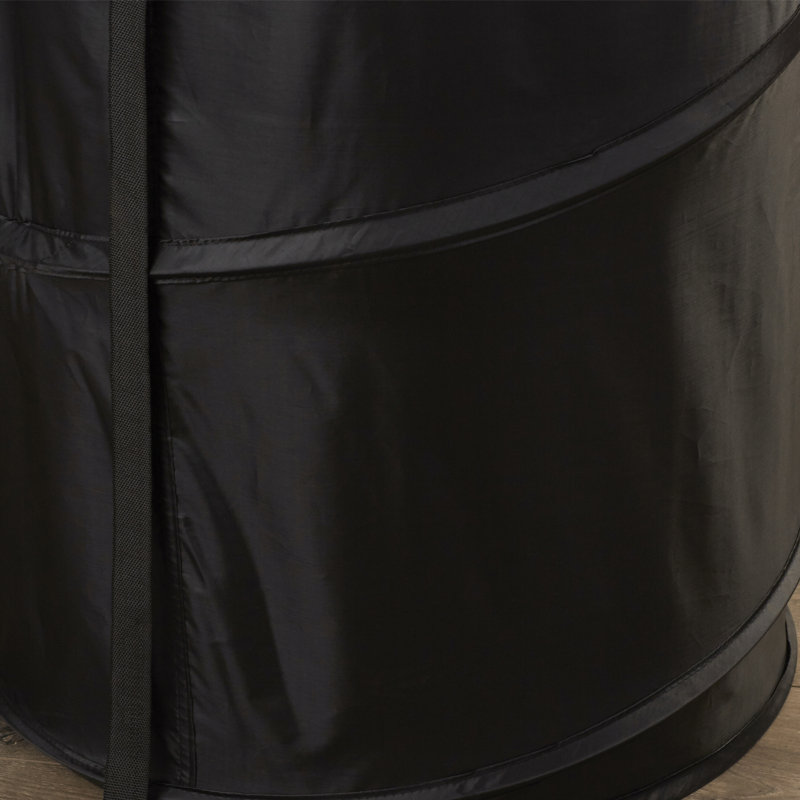 Pop-Up Laundry Hamper - Collapsible Nylon Bag with Carrying Straps and Zipper, Black
