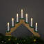 Pont candélabre de Noël à DEL - 13 po - Bois naturel - C6 lumières claires