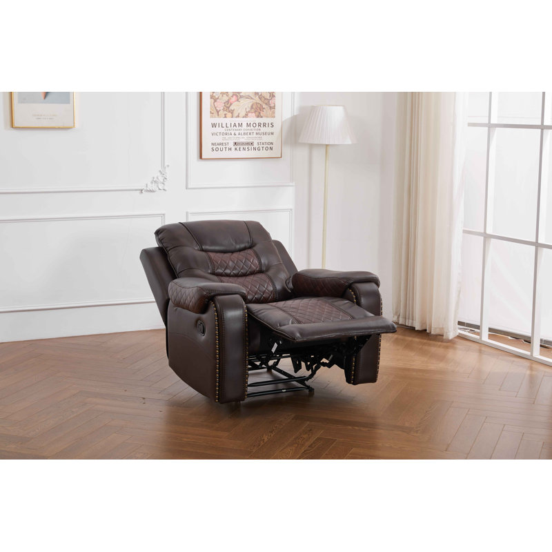 Fauteuil inclinable standard en similicuir 40 po Adele, Brun
