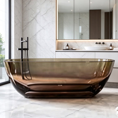 KAKUSIGA 59 inch small-size resin oval shape freestanding bathtub for the bathroom