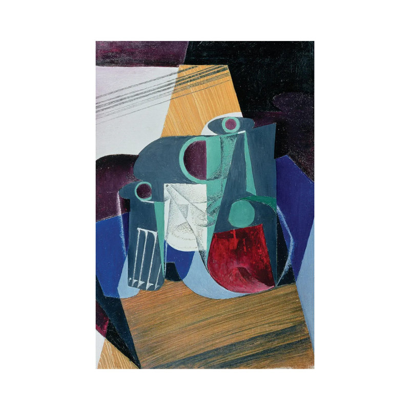Toile en métal Steemplix - cruche à vin et verre, 1916 par Juan Gris