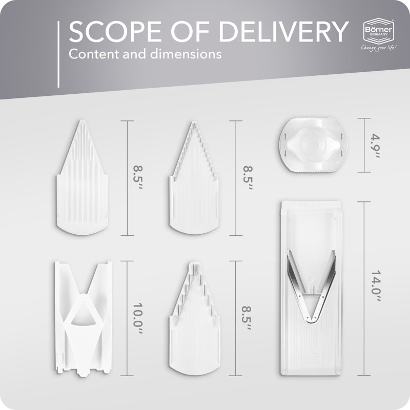 Borner V-3 Trend Mandoline, Starter Set, White, White