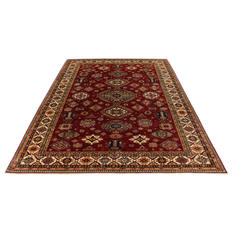 Tapis tribal Kazak 9 x 12 rouille et multicolore